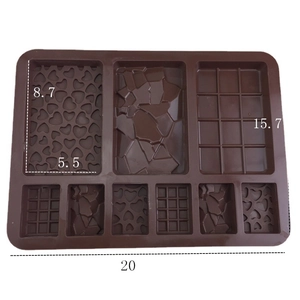 Silicone chocolate mold with geometric patterns heart and waffle textures 20cm