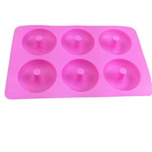 6-cavity pink silicone donut baking mold for chocolate, cake and pudding decoration