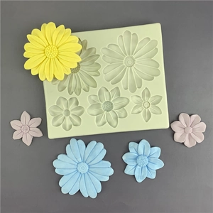 Moule en silicone à 6 cavités fleurs marguerites pour décoration de gâteaux et chocolats