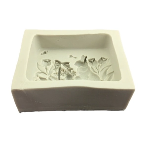 Silicone mold with floral relief for handmade soaps, chocolate mousse and candle making