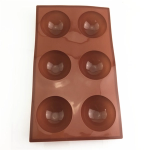 6-cavity brown silicone hemisphere mold for chocolate, pudding and cake decorations