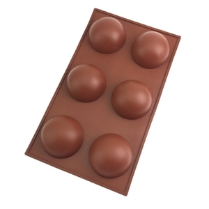Brown 6-cavity semi-sphere silicone mold for chocolate, mousse, and baking projects