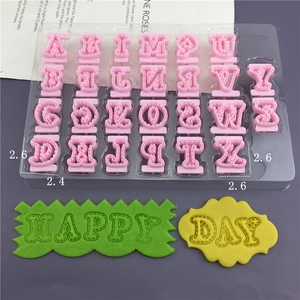 Set of 26 cartoon alphabet cookie cutters for fondant and clay, includes 2.6cm pink molds