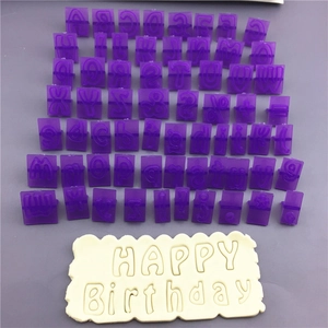 Purple Plastic Alphabet Letter Number Symbol Stamp For Baking Cookie Fondant Cake Decorating DIY Clay Embossing Mold