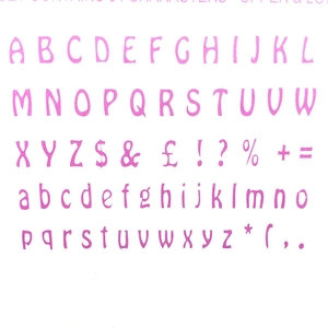 100-piece lavender alphabet and symbol stamp set for fondant and cookie dough