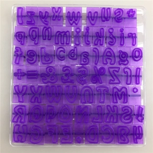 Complete set of purple alphabet and symbol plastic stamps for fondant and clay crafts