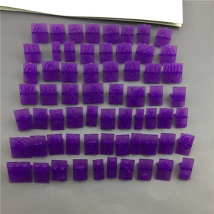 Purple plastic alphabet and number stamp set for clay fondant cookie mold kit