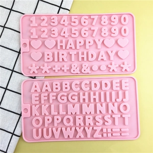 Moule d'anniversaire en silicone rose avec chiffres et lettres pour pâtisserie DIY