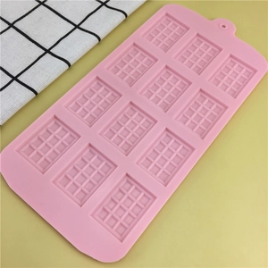 Pink silicone 12-cavity waffle chocolate mold for baking and DIY cake decoration