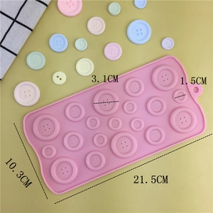 Pink silicone button mold 21.5x10.3cm for chocolate fondant baking and DIY crafts