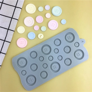 Silicone mold with various button shapes for baking and DIY crafts in blue finish