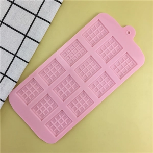 Pink 12-cavity silicone waffle mold for chocolate and cake decorating diy baking tool