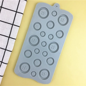 Button shaped silicone mold for chocolate and fondant baking with varied sizes