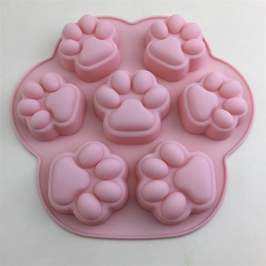 7-Kammer Katzenpfote Silikonform Rosa Tierfußabdruck Kuchen Schokolade Gelee Pudding Seife Gips Dekoration Backwerkzeuge DIY