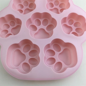 Rosa Silikonform mit 7 Katzenpfoten für Backen, Seife, Gelee und Schokoladenkreationen