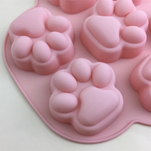 Rosa Silikonform mit niedlichen Katzenpfoten für Backen, Eis und DIY-Basteleien