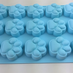 Moule en silicone bleu à 15 cavités en forme de patte de chat pour chocolat et desserts