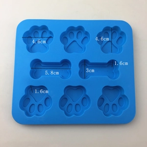 Sky blue 6-cavity cat paw and bone silicone mold for baking, ice, and handmade soap
