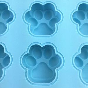 Moule en silicone bleu à 15 cavités pour chocolat et gelée en forme de patte de chat