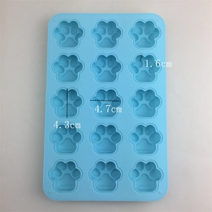 Moule en silicone bleu à 15 cavités en forme de pattes de chat pour la pâtisserie