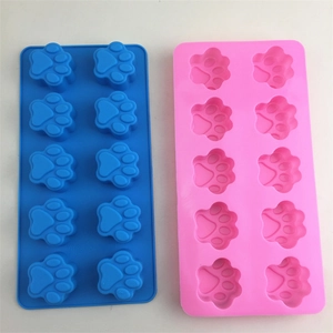 Pink and blue 10-cavity cat paw silicone molds for chocolate soap or jelly making