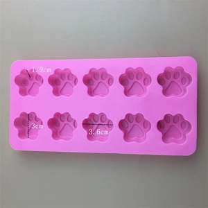 Pink silicone cat paw mold with 10 cavities for cake, soap, and jelly making crafts