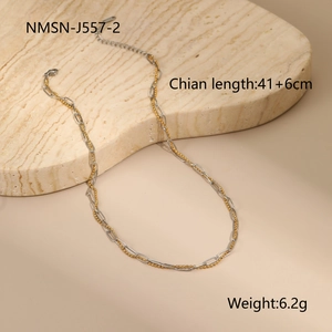Detail of layered gold and silver chain necklace with size 41+6cm and weight 6.2g info