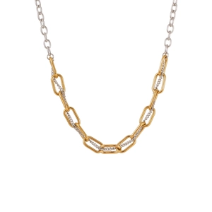 Collar minimalista de cadena de clip bicolor plata y oro en acero inoxidable moderno