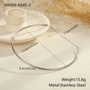 Detailed size specifications for minimalist stainless steel choker necklace with dimensions