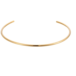 Minimalist golden titanium steel open choker necklace with polished metallic finish