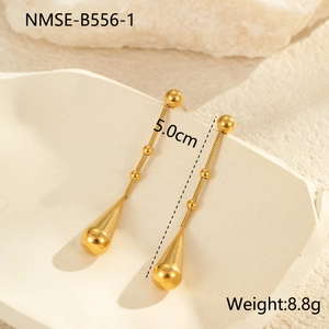 Elegante gouden roestvrijstalen druppeloorbellen met kwastje en waterdruppel hanger