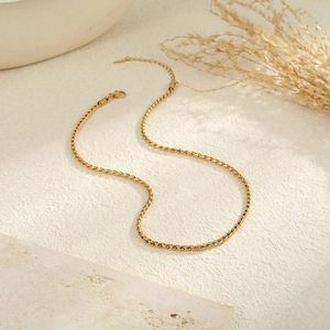 Collana minimalista a maglia corda in acciaio inossidabile placcato oro 18K con gancio