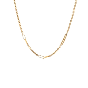 Collana minimalista in acciaio inossidabile placcato oro 18K con maglie miste