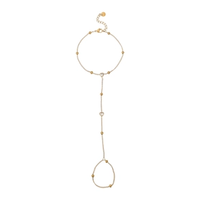 Elegant gold slave bracelet featuring heart-shaped zircon stones and delicate bead accents