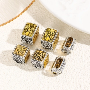 Vintage Alloy Two-Tone Ethnic Tribal DIY Beads For Jewelry Making Sacred Beast Totem Tibetan Buddhist Spacer Charms