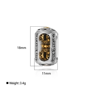 Ethnic style silver alloy bead with 18mm height and 11mm diameter dimensions