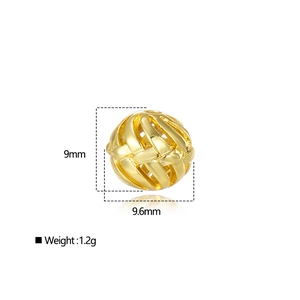 Detalle de cuenta de linterna dorada hueca de 9,6mm y 1,2g para joyería artesanal