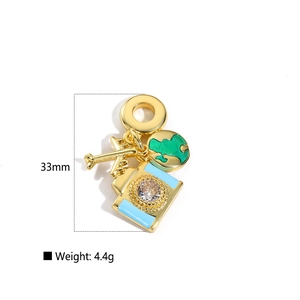 Travel charms set featuring airplane and globe pendant with dimensions 33mm and 4.4g weight