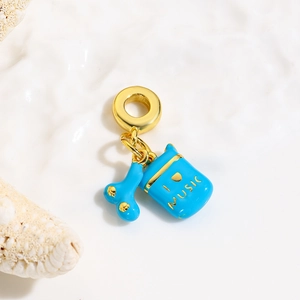 Blauer Emaille Musik-Anhänger mit I Love Music Charm für DIY-Perlenarmbänder