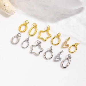 Copper 18K Gold Plated Heart Oval Star Zirconia Pendants For DIY Jewelry Making Necklaces Earrings Bracelets Accessories