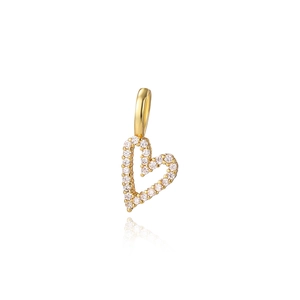 Elegant 18k gold plated heart pendant with sparkling white cubic zirconia and a top loop