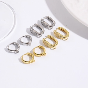 Ganchos de oreja ovalados de cobre y hebillas en U para joyería DIY en acabados oro y plata
