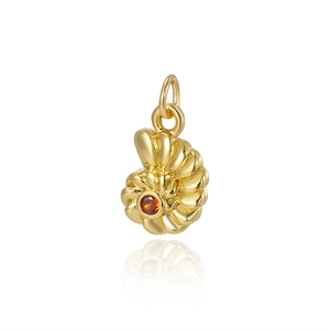 Gouden schelphanger met oranje zirkoon voor het maken van DIY-sieraden