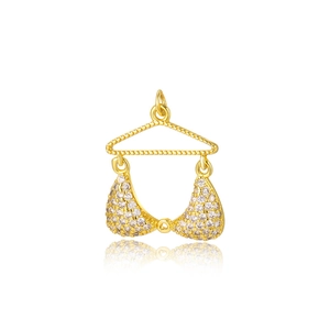 Ciondolo bikini dorato con zirconi brillanti per gioielli estivi da spiaggia