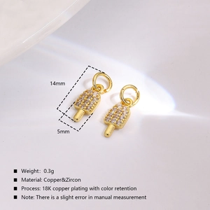 Detail showing 14mm 18K gold plated copper popsicle charms with zircon inlay for DIY jewelry