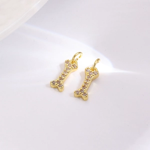 Exquisite gold plated bone charms with inlaid zircon for DIY necklace and bracelet jewelry