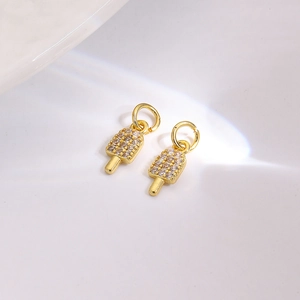 Exquisite gold-plated popsicle charms with micro-pave cubic zirconia for DIY jewelry