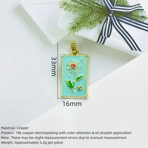 Detail view of a 33mm x 16mm gold-plated rose mushroom pendant on white background