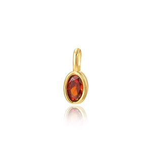 Elegant gold oval pendant featuring a faceted deep red zircon stone for DIY jewelry making