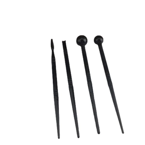 Set of 4 black fondant modeling tools with textured tips for cake sculpting and DIY clay art